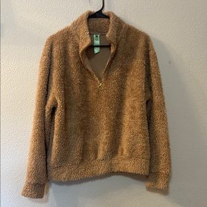 Honeydew Teddy Tan Quarter Zip Sweater